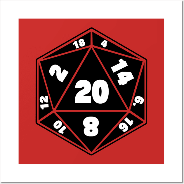 Black D20 Dice Wall Art by TheQueerPotato